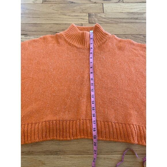 Bishop Young women's orange crochet knit oversized poncho sweater size small - Picture 5 of 8